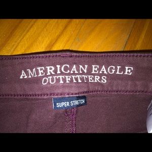 maroon jean shorts
